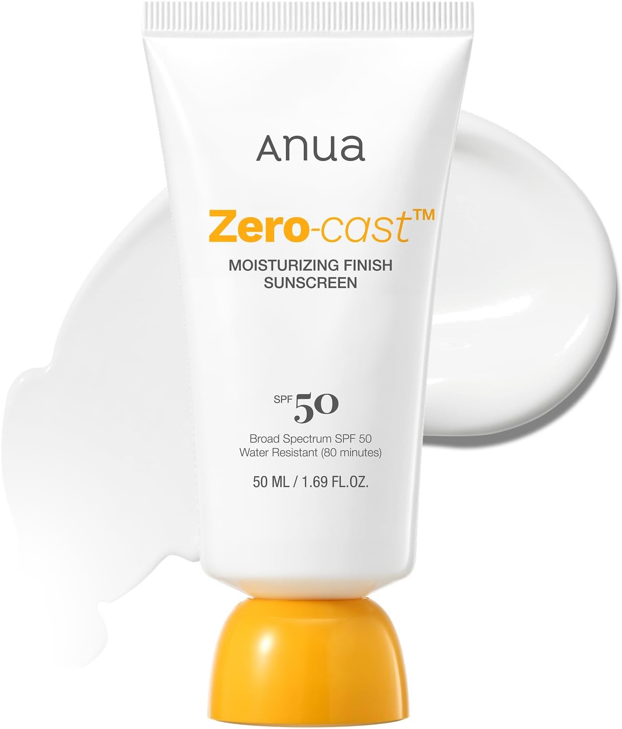 واقي الشمس ANUA Zero Cast Moisturizing Finish بعامل حماية SPF 50+ PA++++ سعة 50 مل